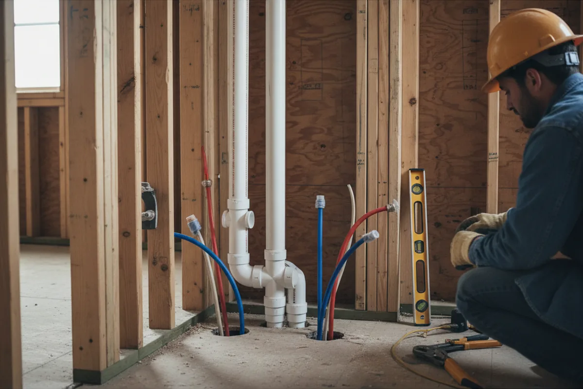 Drain and supply rough-in during Garbage Disposal Repair in Victor