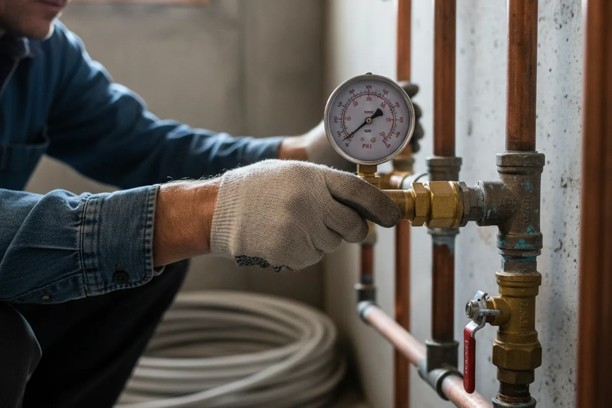 Pressure testing a repaired line during Water Line Repair in Victor